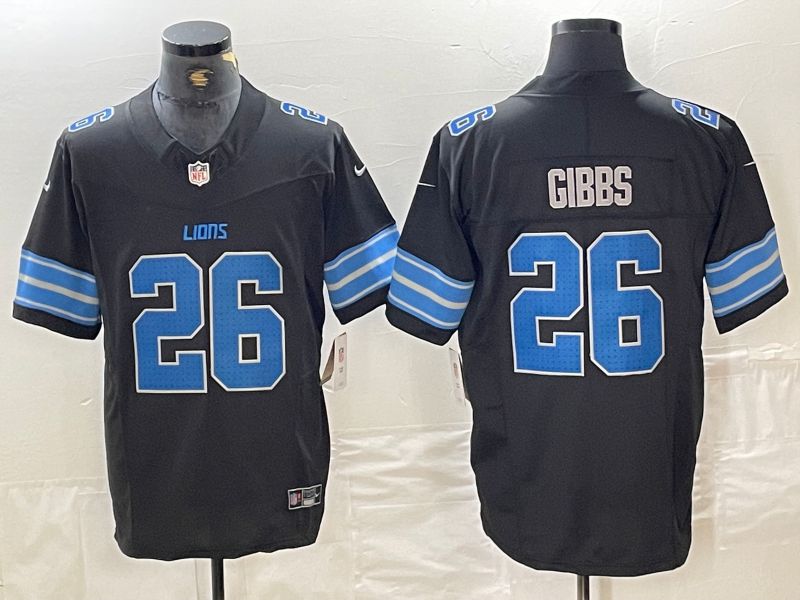 Men Detroit Lions #26 Jahmyr Gibbs Black Three generations 2024 Nike Vapor F.U.S.E. Limited NFL Jersey->detroit lions->NFL Jersey